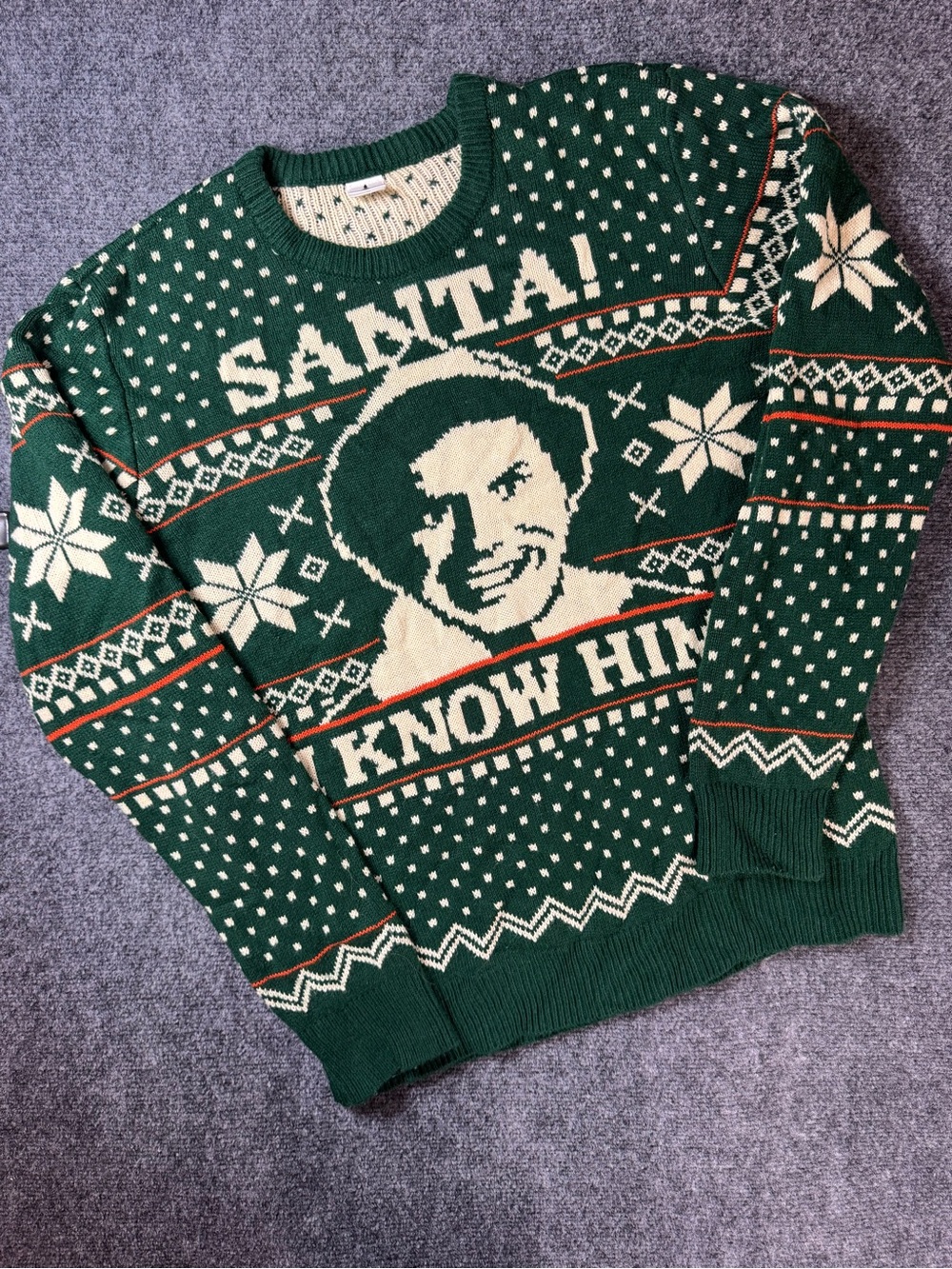 Elf Green Novelty 'Santa! I Know Him' Crewneck Sweater - Men